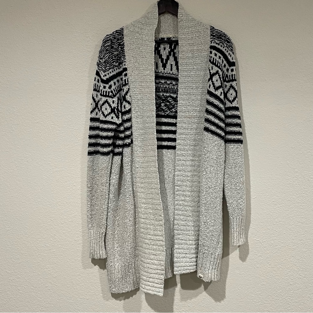 Roxy Gray & Black Patterned Knit Cardigan XL
